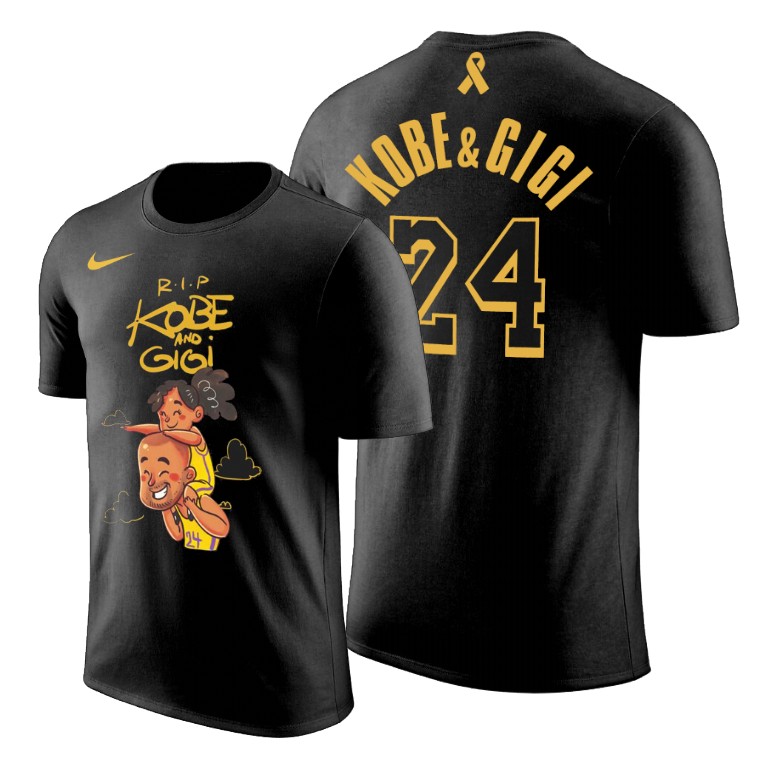 Men's Los Angeles Lakers Kobe Bryant #24 NBA RIP Kobe and Gigi Mamba Week Black Basketball T-Shirt USI1183WT